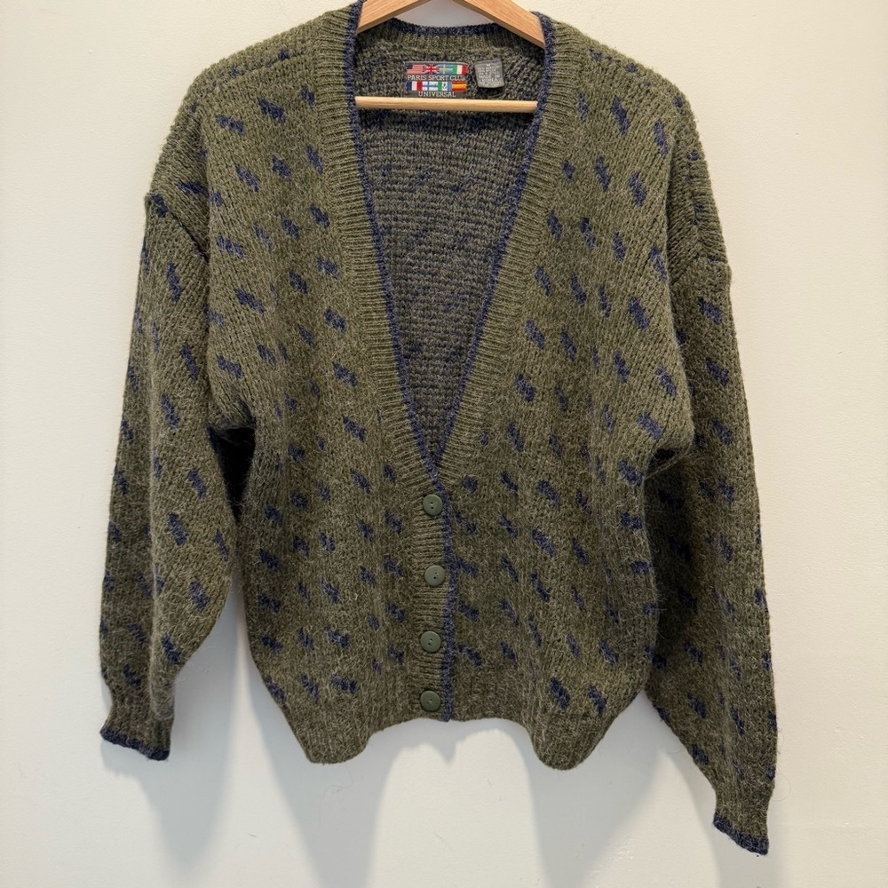 Vintage Paris Sport Club Cardigan Button Front  size M